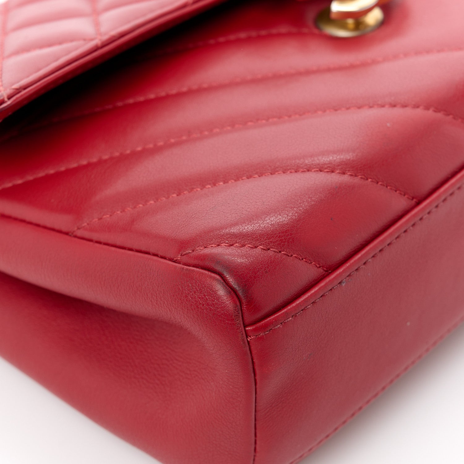 Chanel Calfskin Quilted Chevron In The City Bag Red 13 of 14