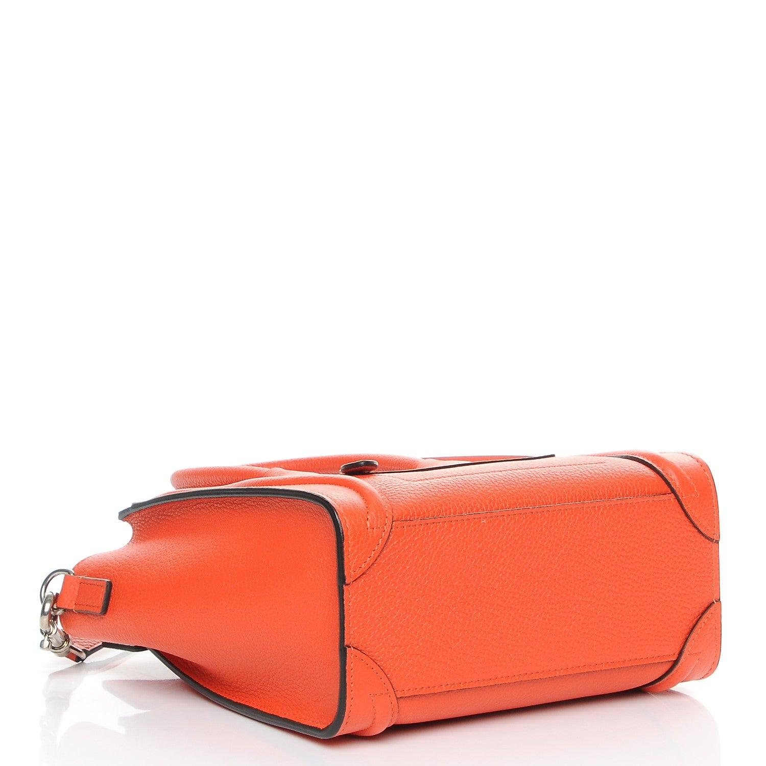 Celine Drummed Calfskin Nano Luggage Vermillion 5 of 10