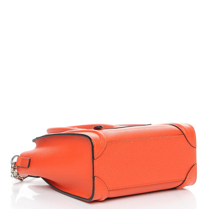 Celine Drummed Calfskin Nano Luggage Vermillion 5 of 10