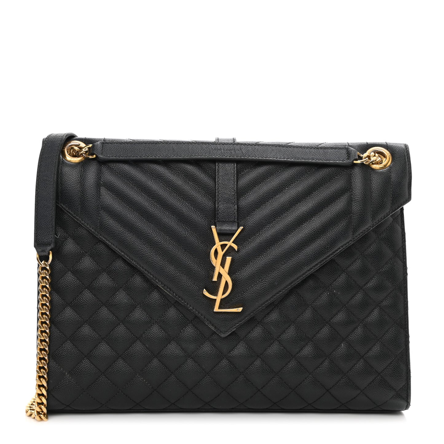 Grain De Poudre Textured Mixed Matelasse Large Triquilt Monogram Satchel Black