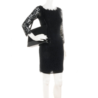 Chanel Patent Jersey Shoulder Flap Bag Black 2 of 8