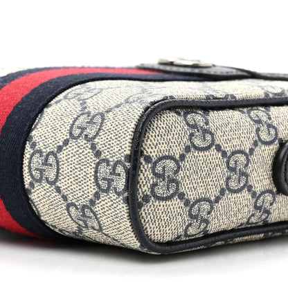 Gucci GG Supreme Monogram Textured Calfskin Web Mini Ophidia Messenger Beige Blue 8 of 9