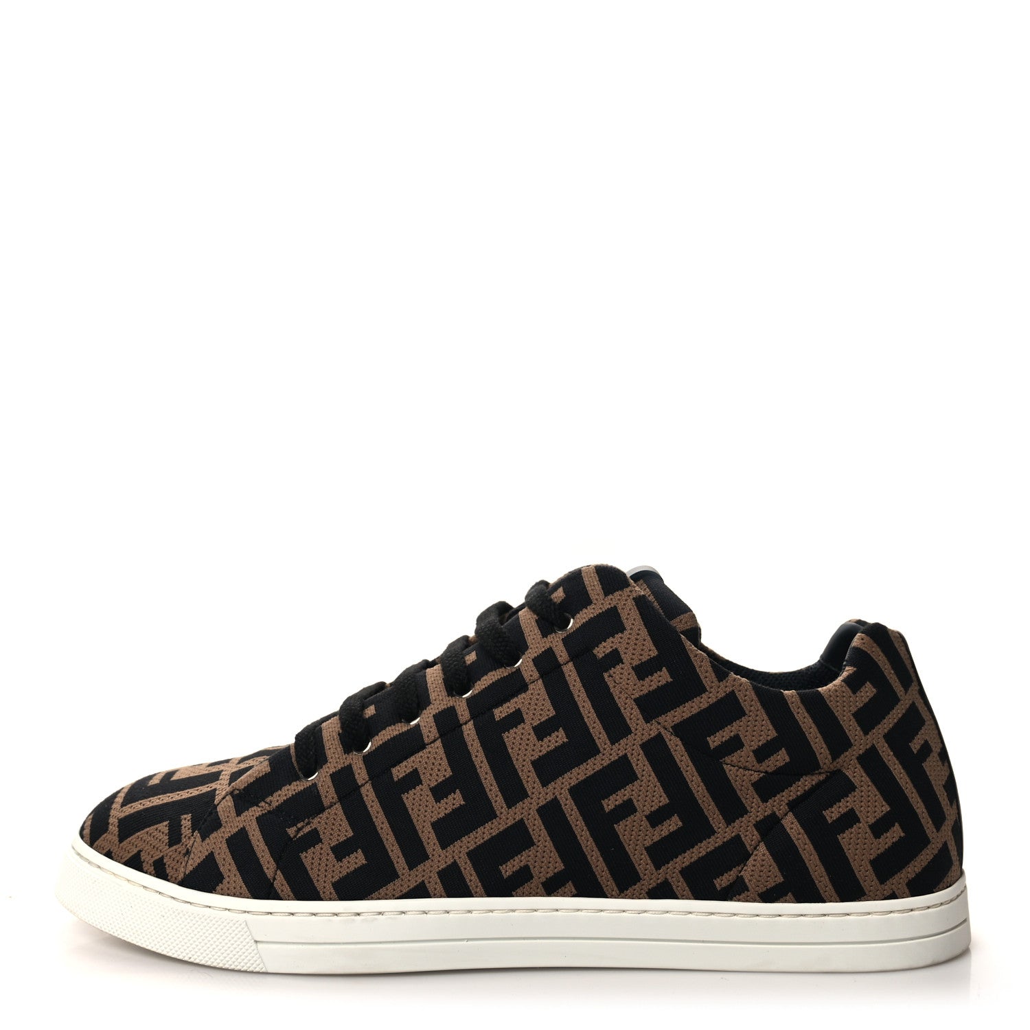 Fendi Tech Fabric FF Mens Lace Up Low Top Sneakers 8 Tobacco Black 1 of 8
