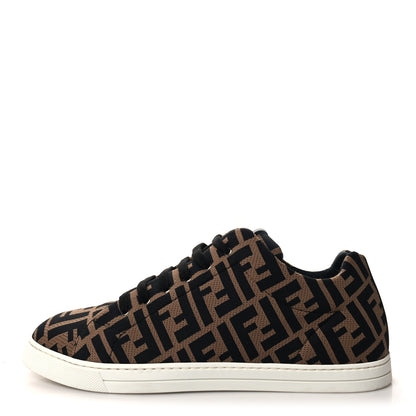 Fendi Tech Fabric FF Mens Lace Up Low Top Sneakers 8 Tobacco Black 1 of 8