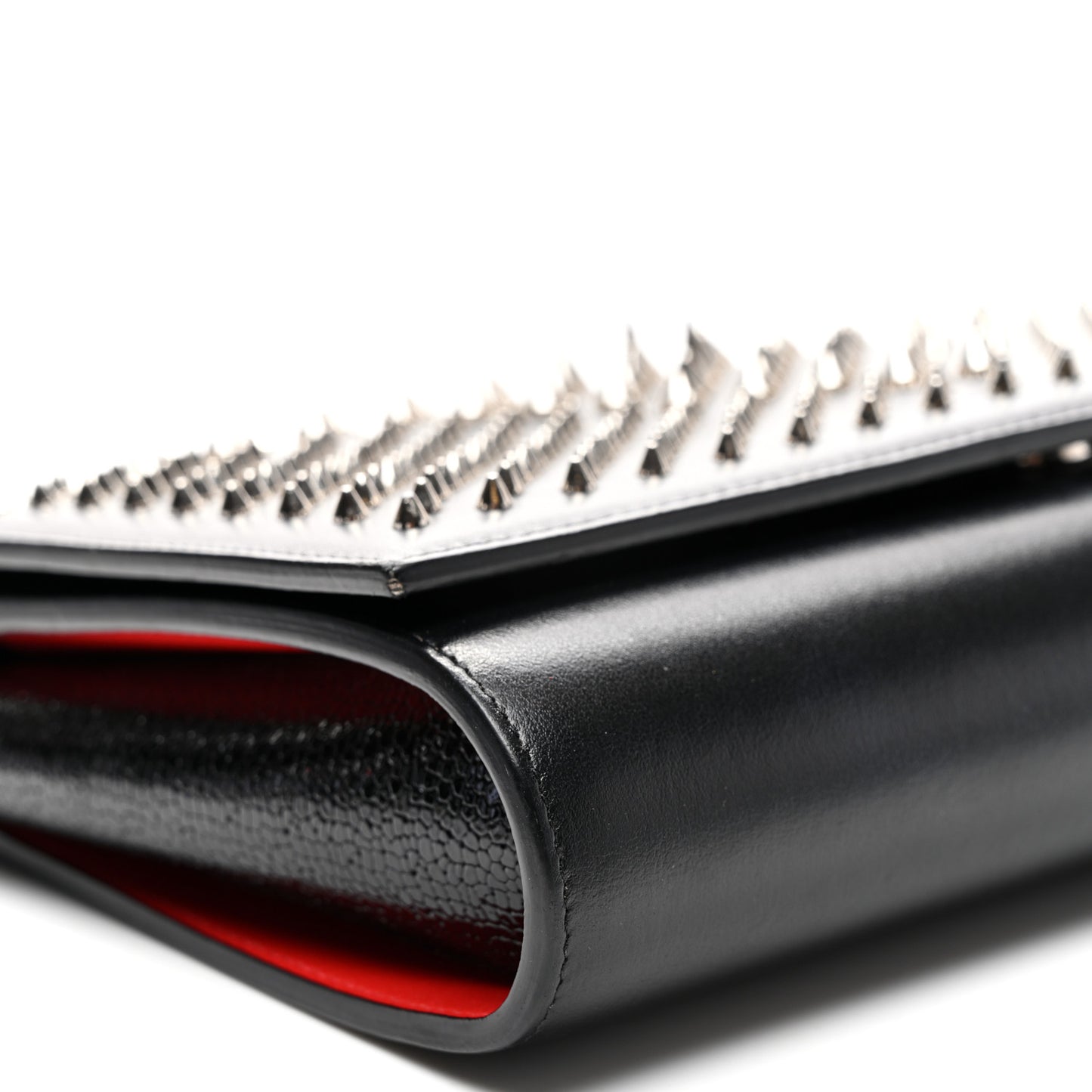 Calfskin Patent Jurassic Spikes Paloma Clutch Black