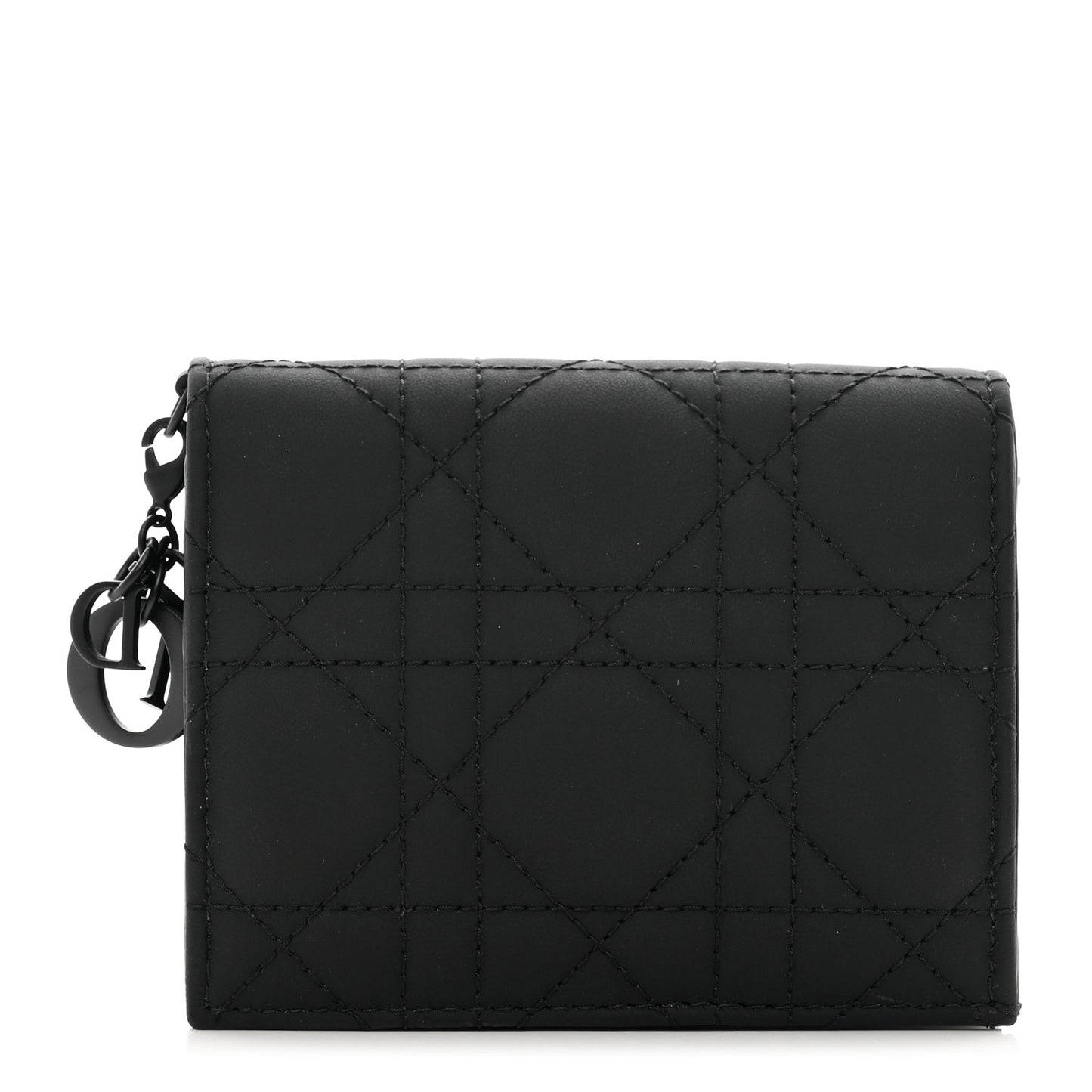 Ultra Matte Calfskin Small Lady Dior Flap Card Holder Black