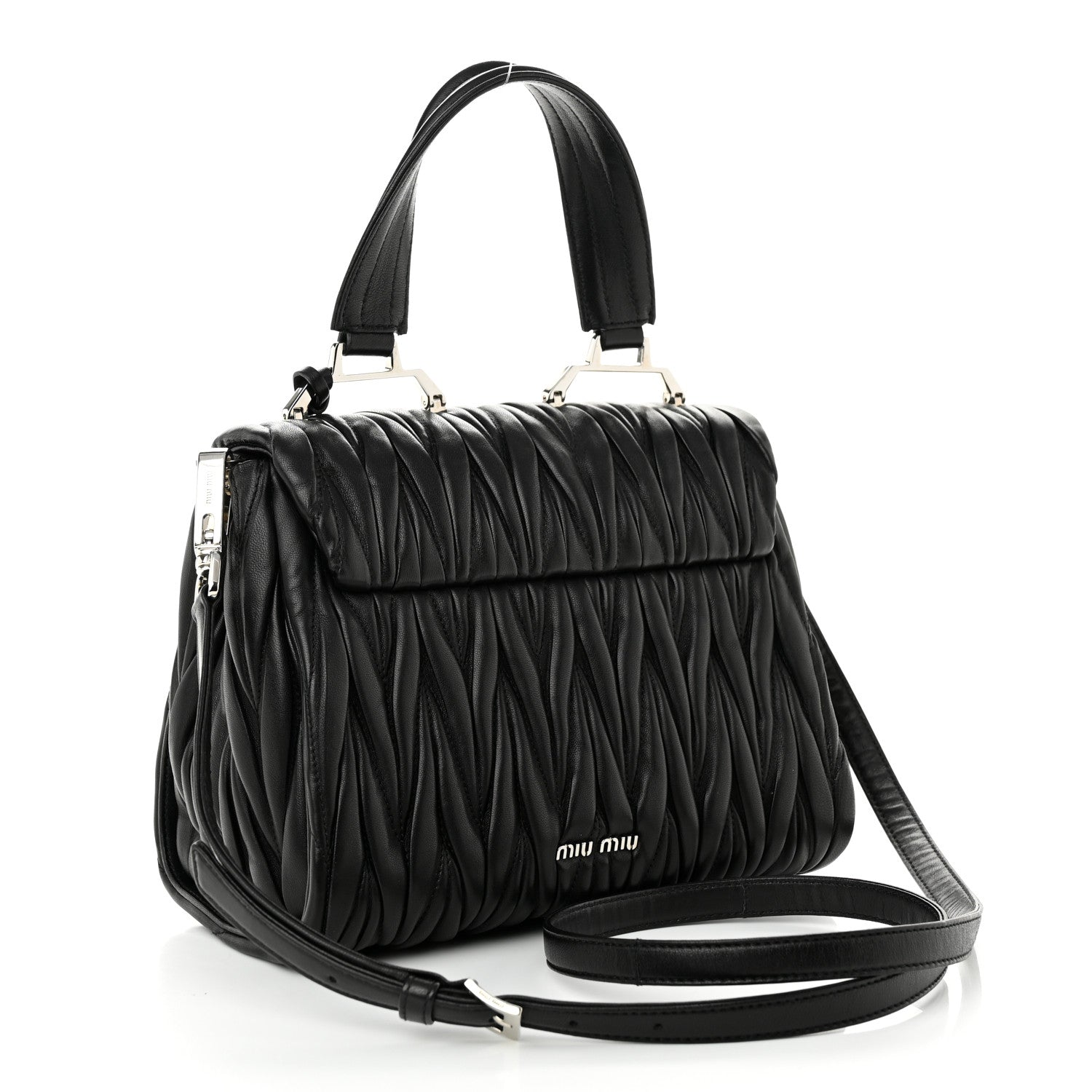 Miu Miu Nappa Matelasse Top Handle Tote Black 3 of 9