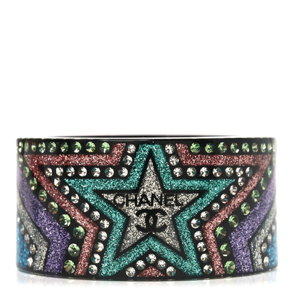 Chanel Resin Crystal Pearl Glitter Star CC Cuff M Black Multicolor 1 of 5