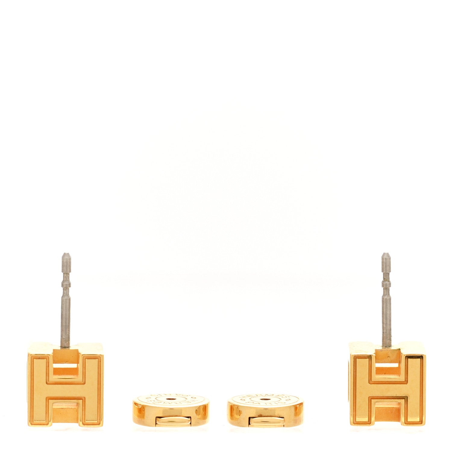 Hermes Gold Lacquered Cage d'H Earrings Orange 3 of 5