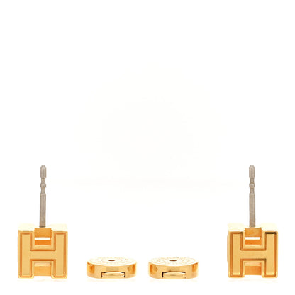 Hermes Gold Lacquered Cage d'H Earrings Orange 3 of 5