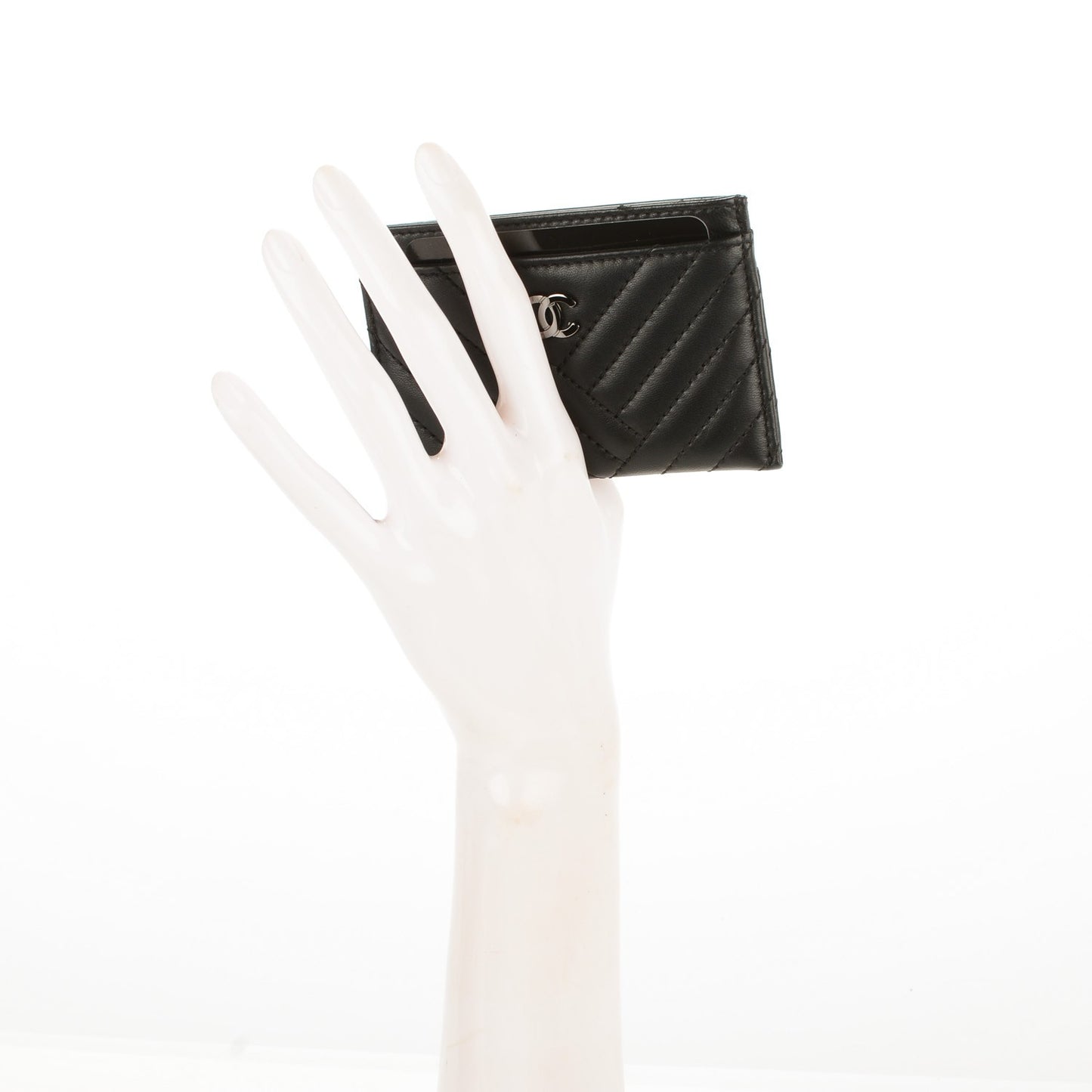 Lambskin Quilted CC Crossing Card Holder Black