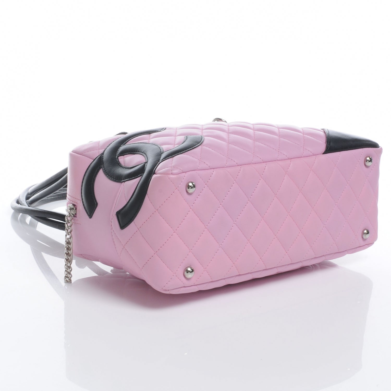 Chanel Calfskin Quilted Large Cambon Bowler Pink Black 4 of 7