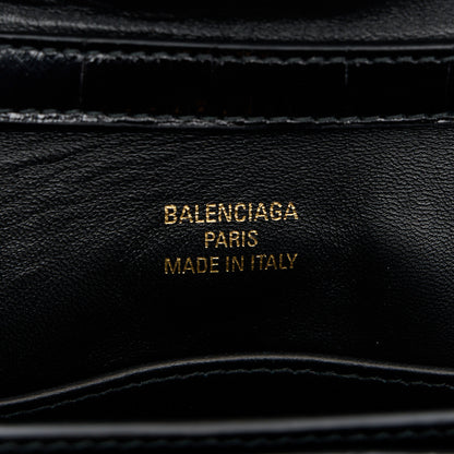 Balenciaga Shiny Calfskin Crocodile Embossed Mini Rodeo Top Handle Handbag Black 8 of 17
