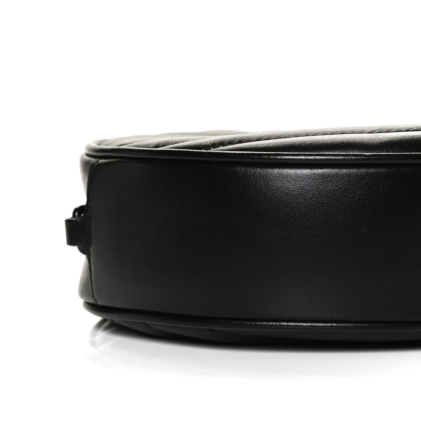 Calfskin Matelasse Chevron Round Vinyle Camera Bag Black