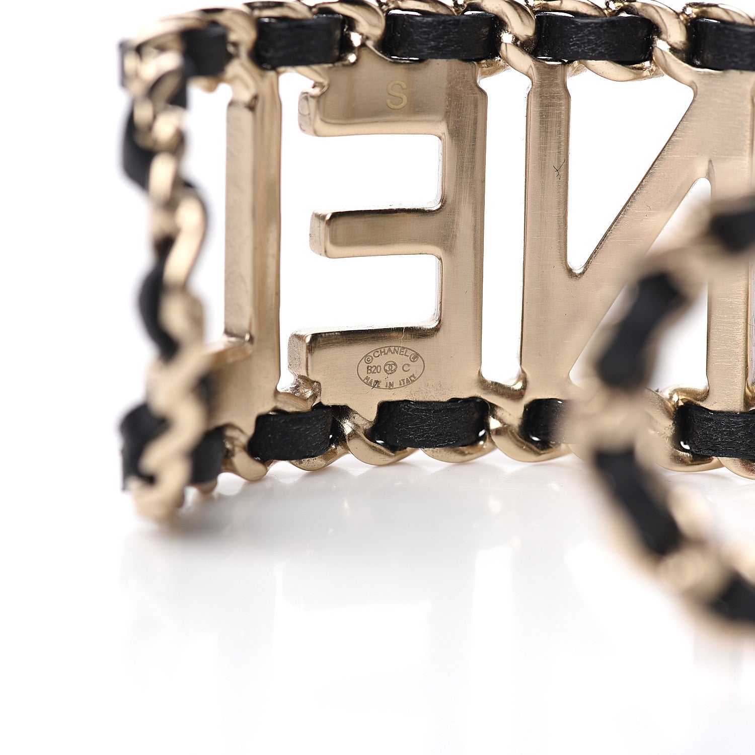 Chanel Lambskin Vintage Allure Cuff Bracelet S Black Gold 5 of 6
