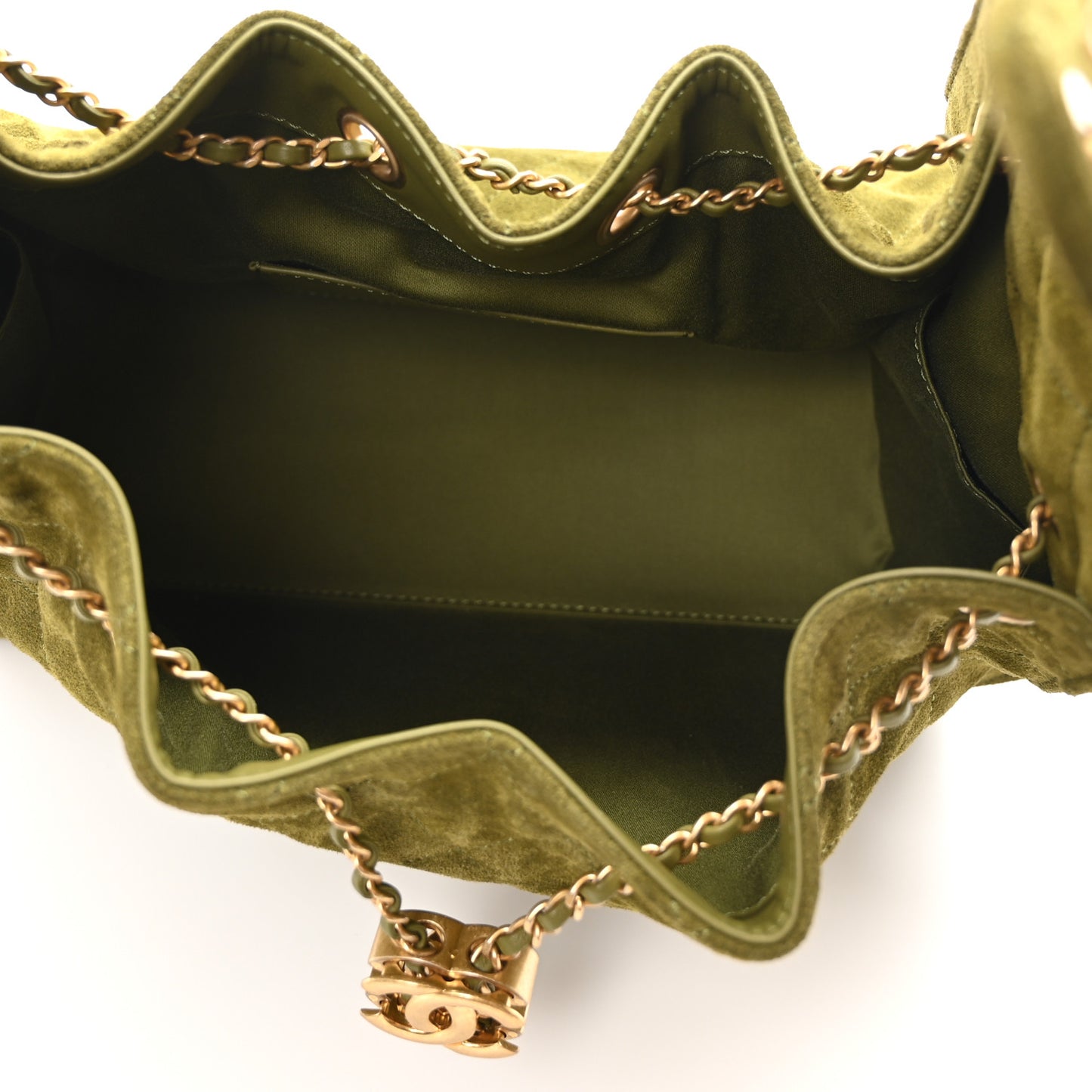 Suede Quilted Small Chanel 25 Handbag Khaki