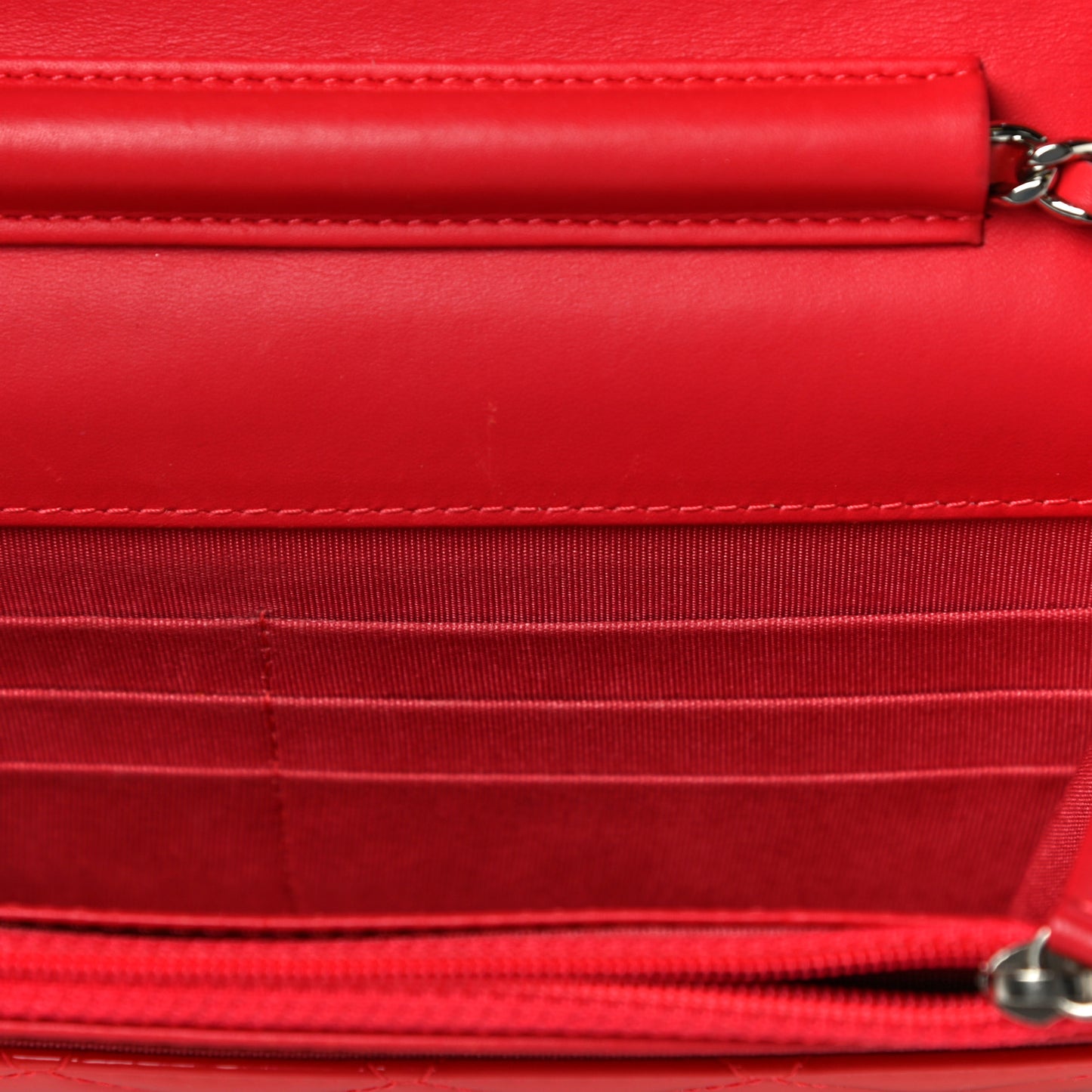 Patent Quilted Wallet On Chain WOC Red