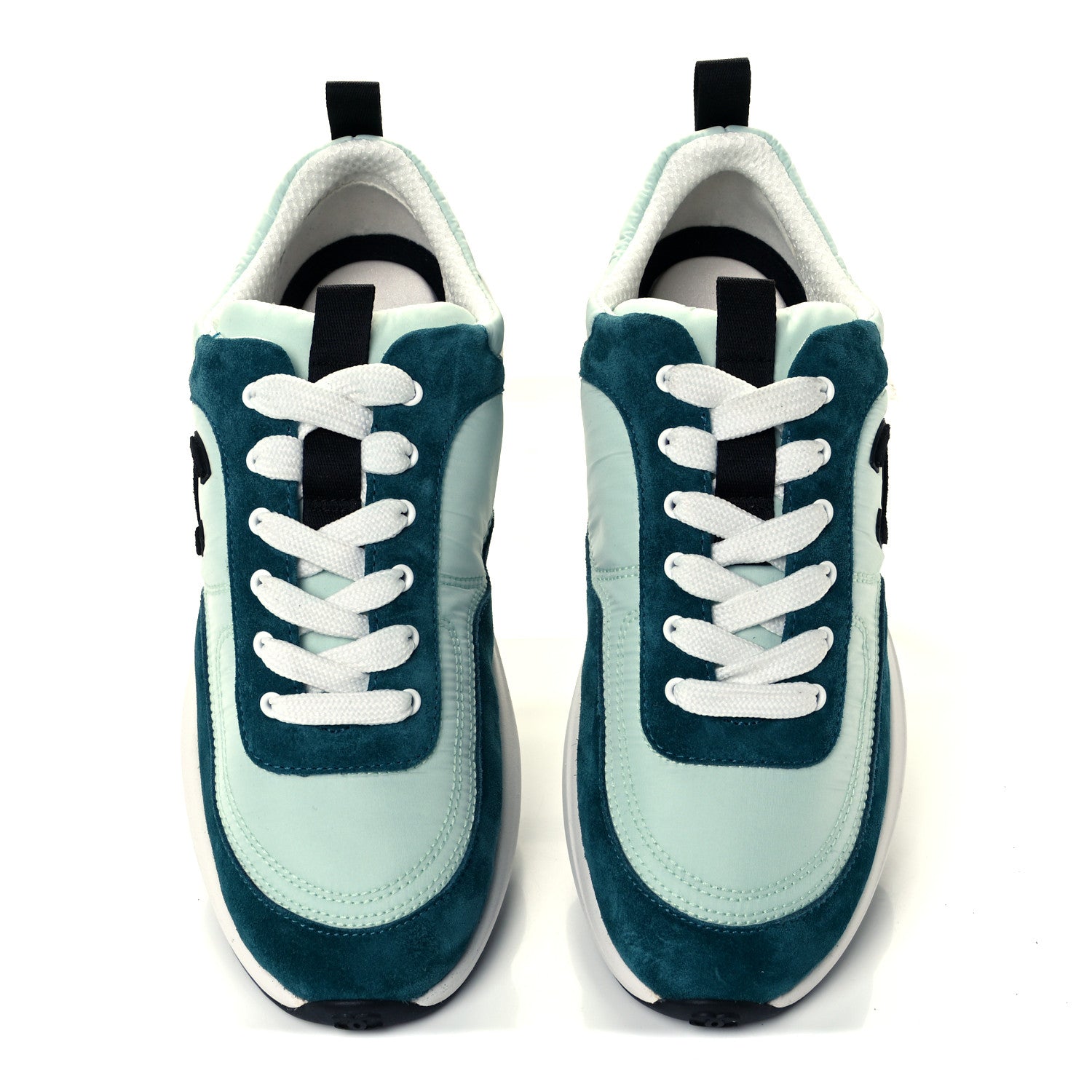 Chanel Nylon Suede Calfskin CC Sneakers 38 Green Light Green 5 of 9