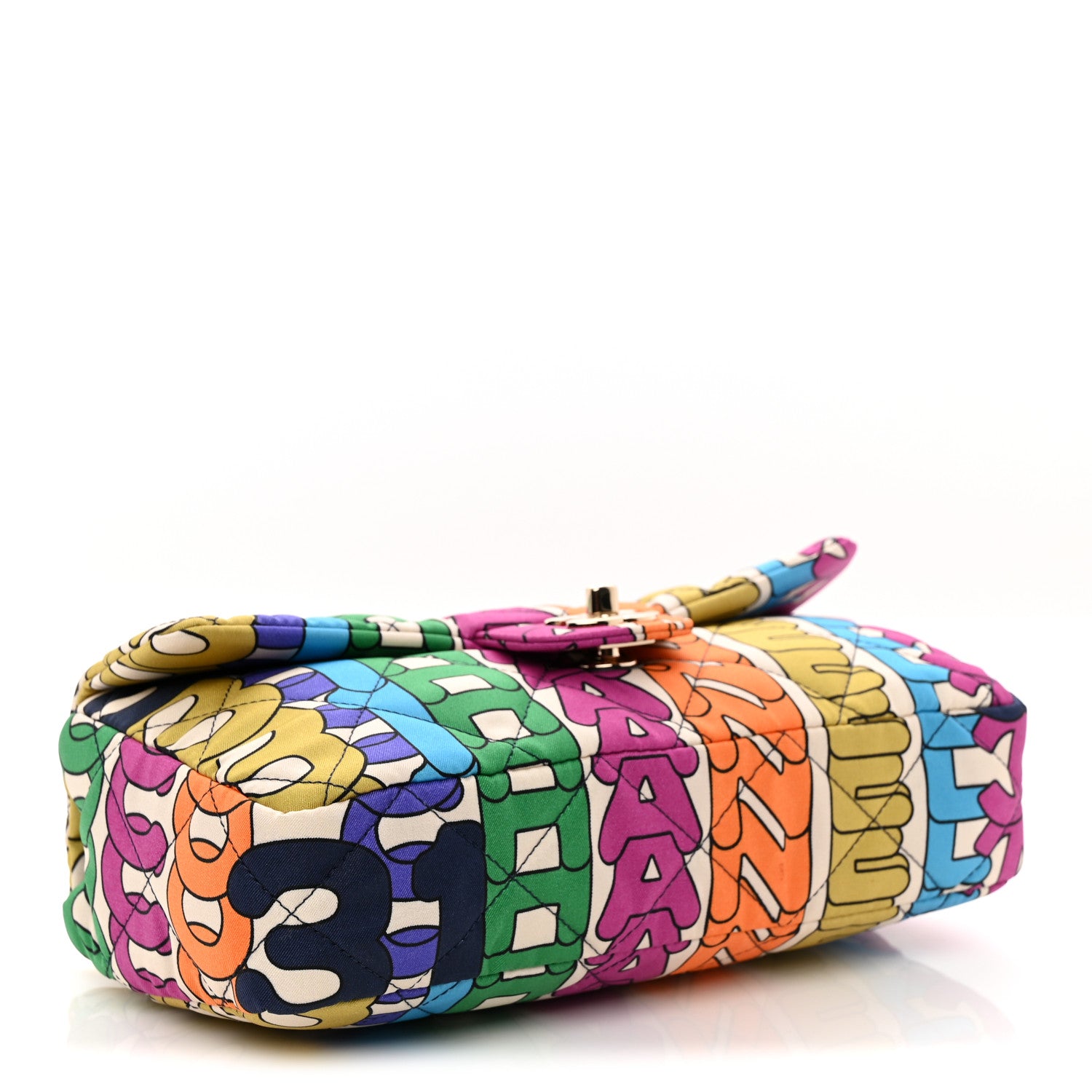 Chanel Printed Fabric Quilted Logo Single Flap Bag Multicolor 4 of 11