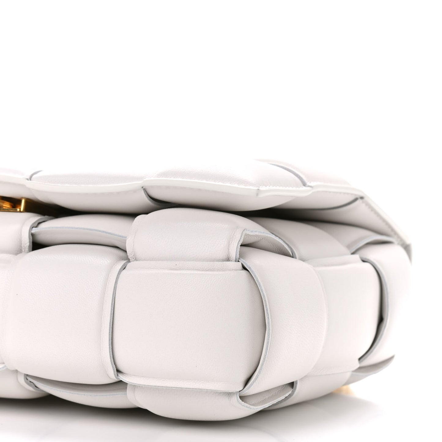 Lambskin Maxi Intreccio Padded Chain Cassette Crossbody Bag White