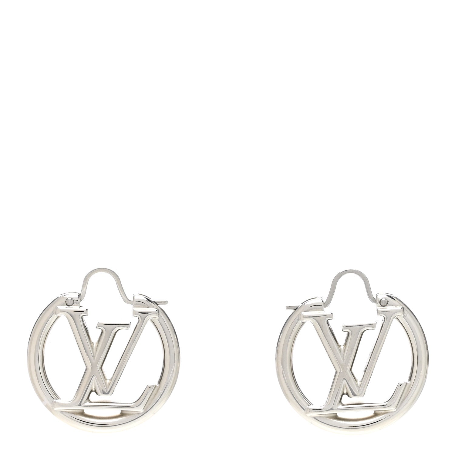 Louis Vuitton Palladium Small Louise Hoop Earrings Silver 1 of 4