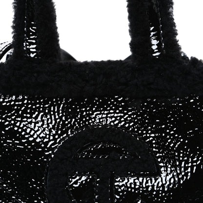 Telfar X UGG Crinkle Patent Shearling Small Shopping Bag Black 8 of 10