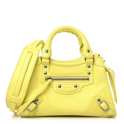 Balenciaga Grained Calfskin Neo Classic Silver Hardware Mini City Light Yellow 1 of 10