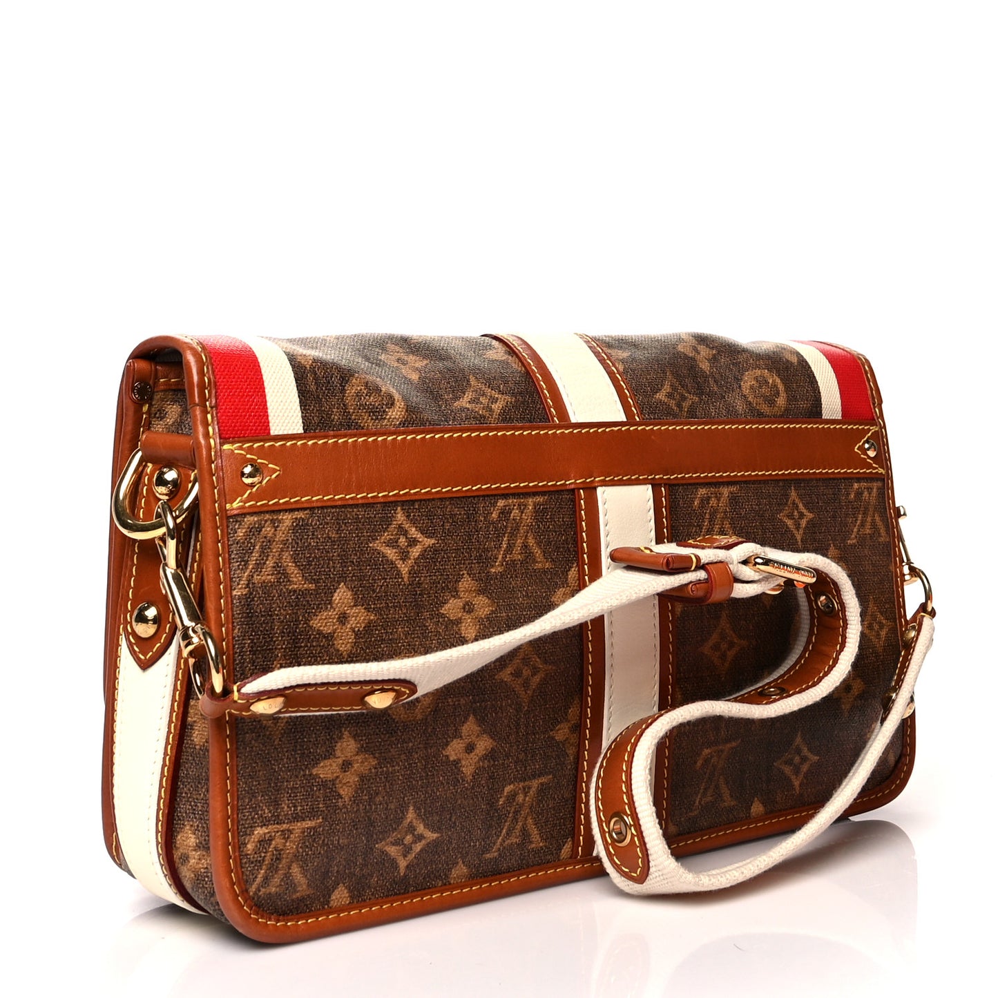 Monogram Rayures Tisse Clutch Red