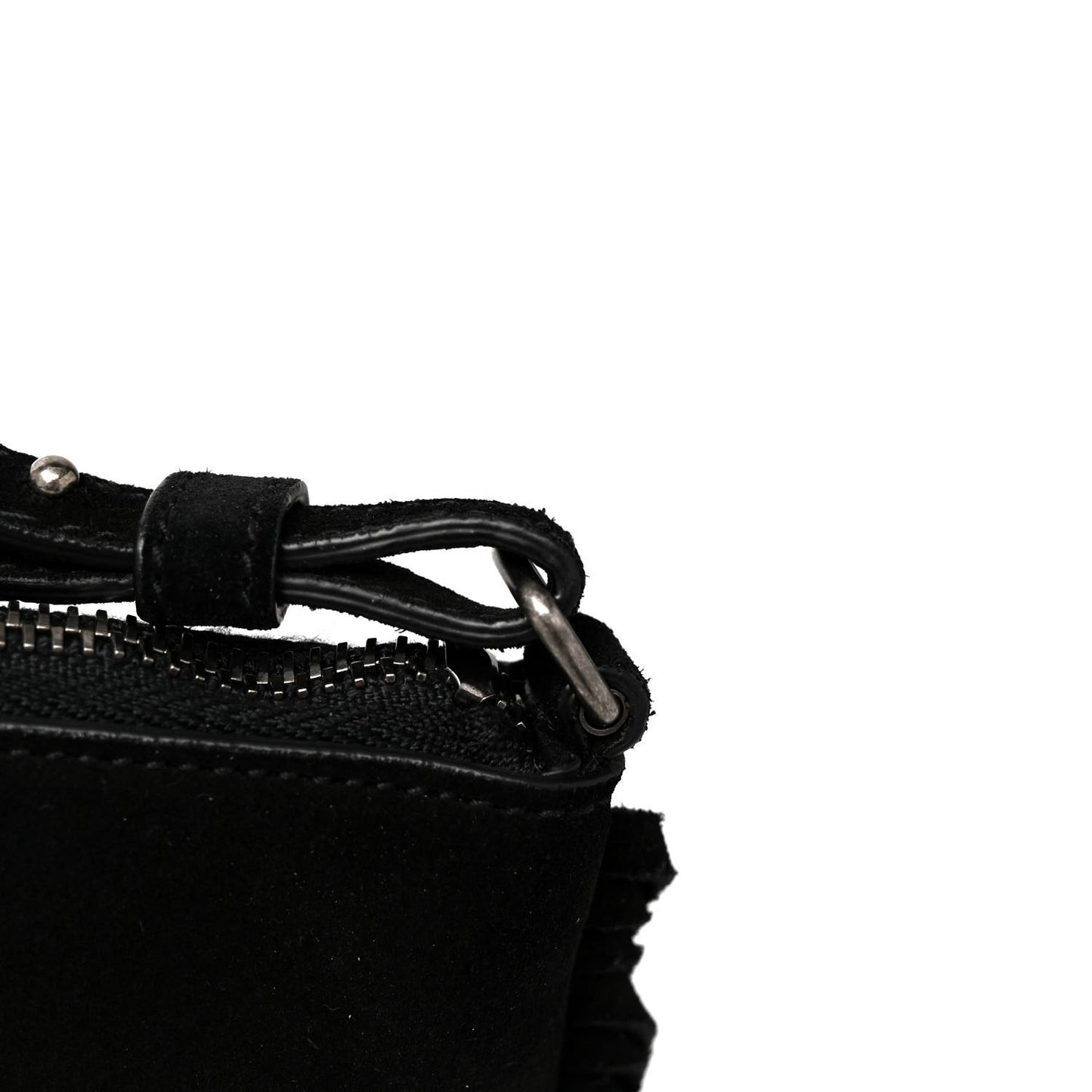 Suede Calfskin Small Fringe Crossbody Bag Black