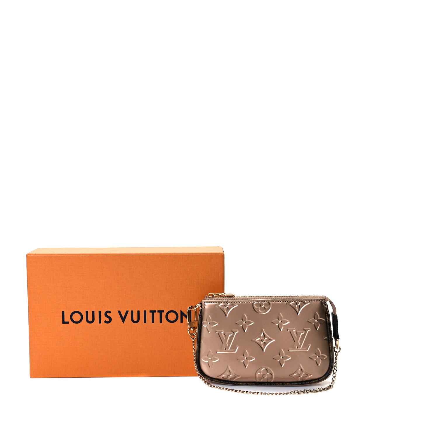 Metallic Vernis Mini Pochette Accessories Rose Gold
