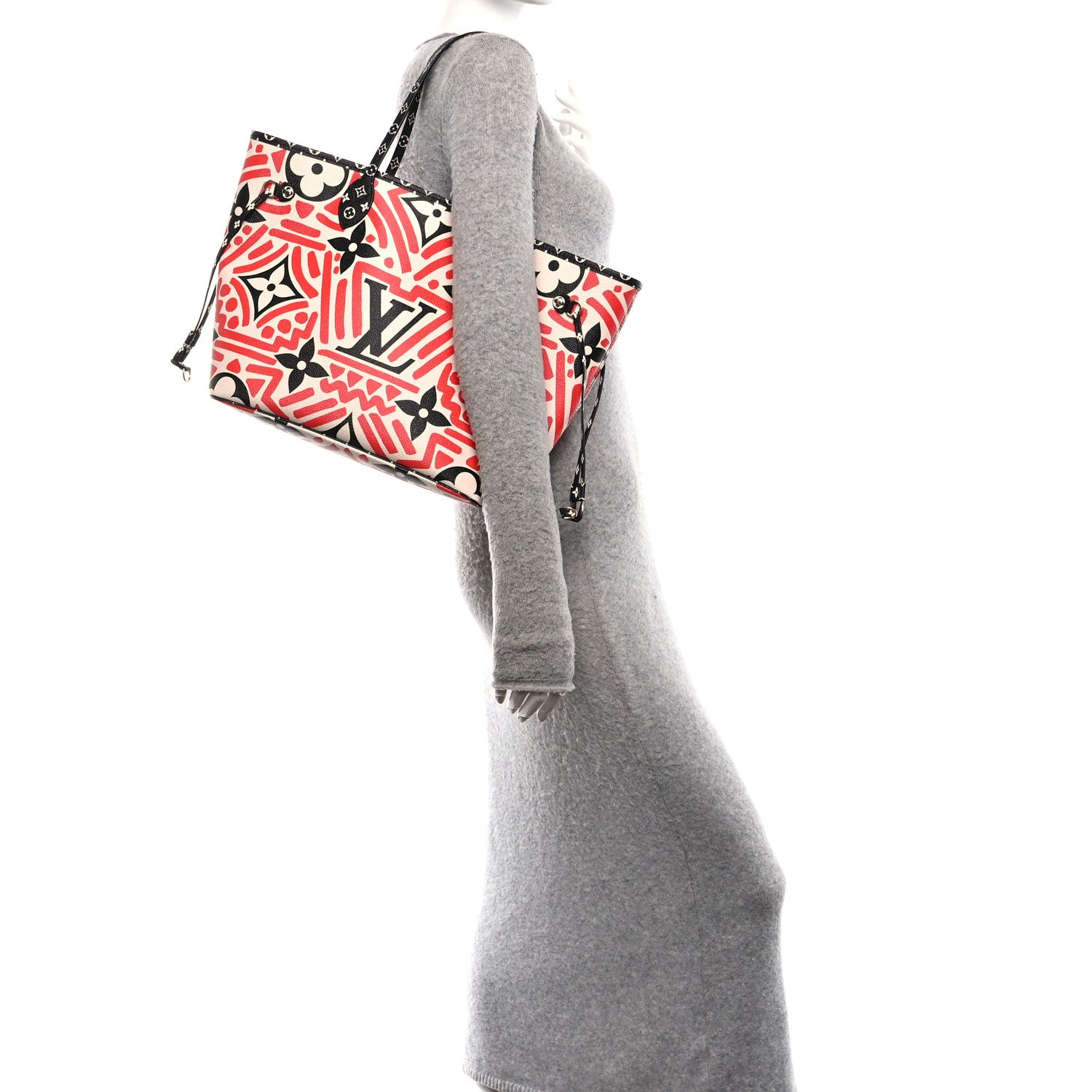 Louis Vuitton Monogram Giant Crafty Neverfull MM Creme Rouge Black 2 of 9