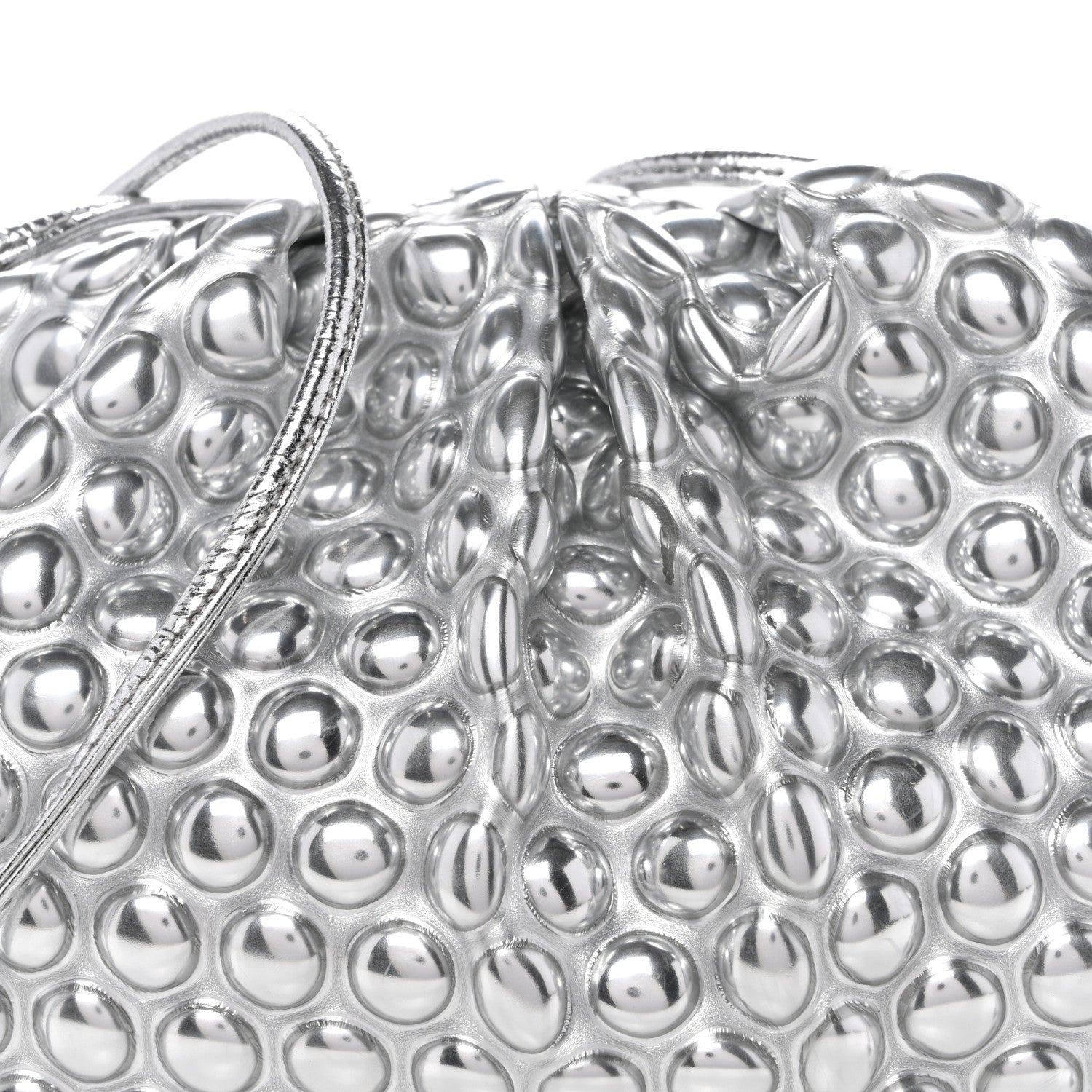 Bottega Veneta Metallic Fabric Bubble Wrap The Mini Pouch Silver 7 of 9