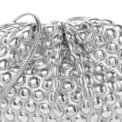 Bottega Veneta Metallic Fabric Bubble Wrap The Mini Pouch Silver 7 of 9