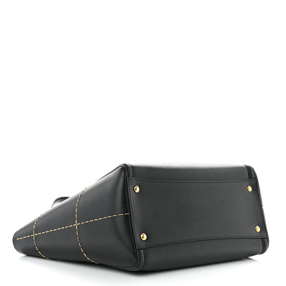 Salvatore Ferragamo Calfskin Stitched Double Handle Medium Amy Tote Black 4 of 13