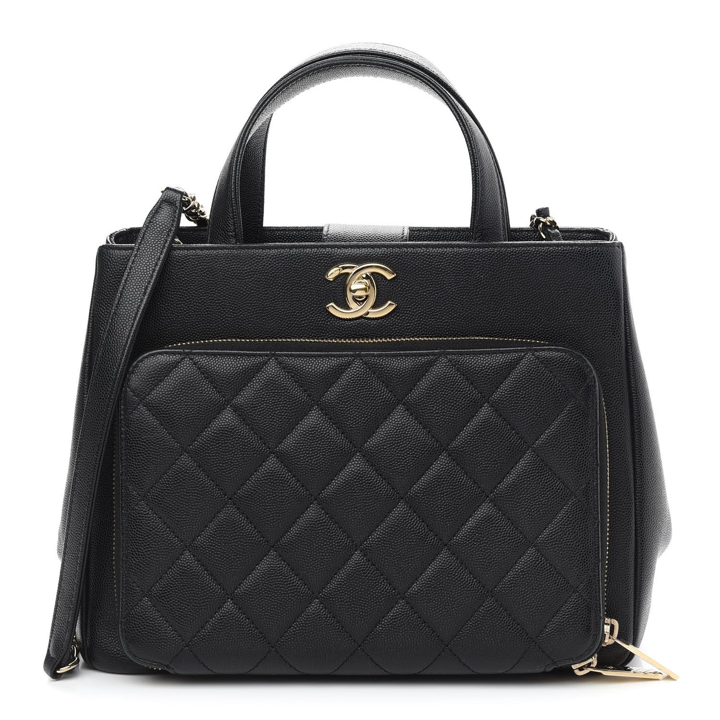Caviar Quilted Small Business Affinity Shopping Bag Black