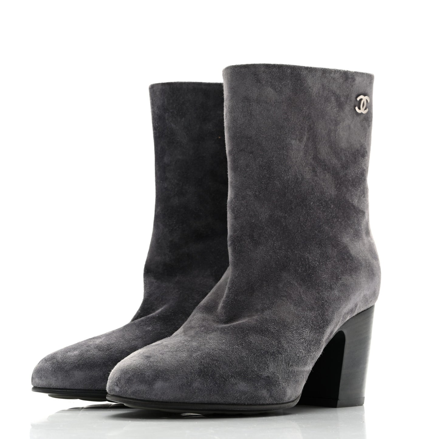 Suede Calfskin CC Short Boots 37.5 Grey