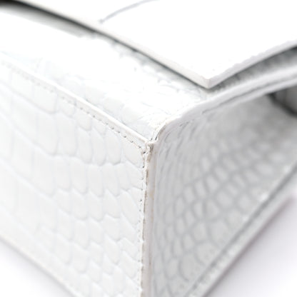 Balenciaga Shiny Calfskin Crocodile Embossed Small Hourglass Sling Shoulder Bag White 7 of 13