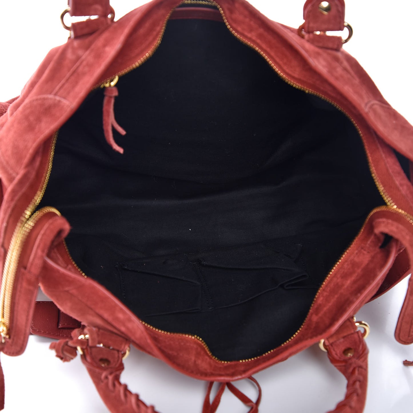 Baby Daim Suede Gold Metallic Edge Hardware City Bois De Rose Fonce