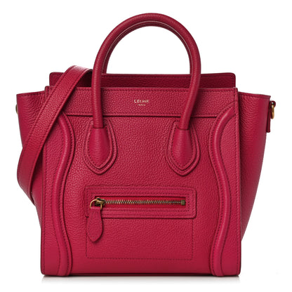 Celine Drummed Calfskin Nano Luggage Fuchsia 1 of 10