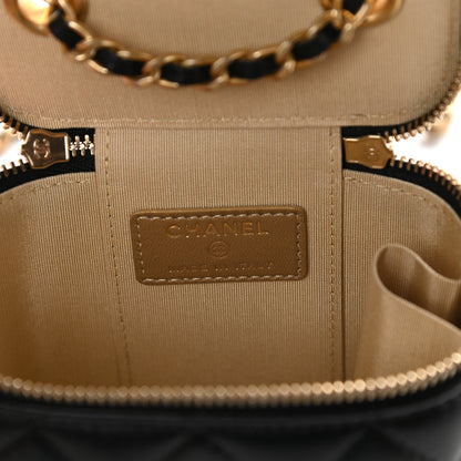 Chanel Lambskin Quilted Mini Pearl Crush Vanity Case With Chain Black 6 of 9