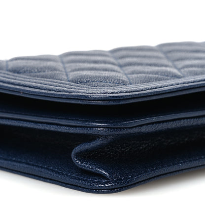 Chanel Caviar Quilted Boy Wallet On Chain WOC Navy 10 of 12