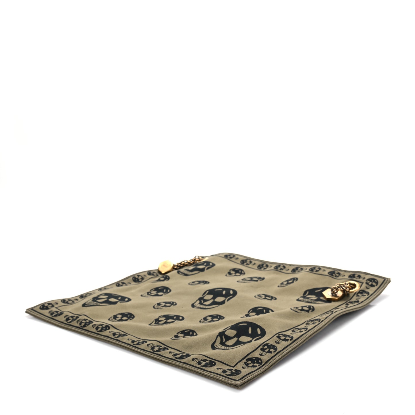 Canvas Skull Print Shopper Green Black