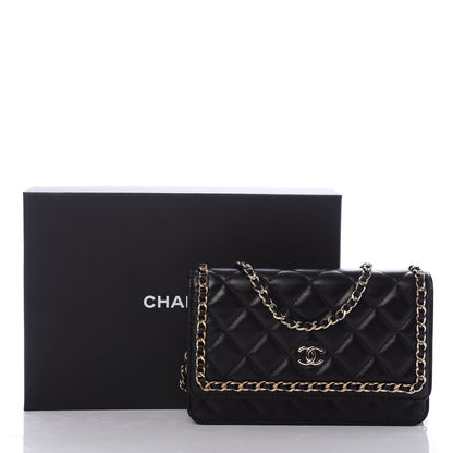 Chanel Lambskin Quilted Chain Around Wallet On Chain WOC Black 11 of 11