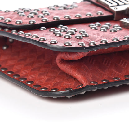 Christian Dior Calfskin Cannage Embossed Studded Small Dioraddict Flap Bag Red 5 of 9