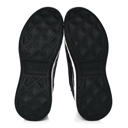 Chanel Velvet Calfskin Mixed Fibers CC Sneakers 36.5 Black 6 of 10