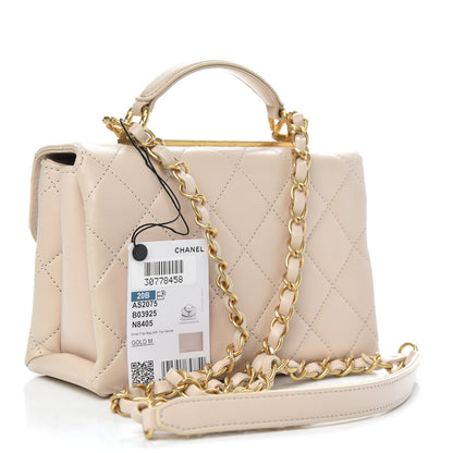 Chanel Lambskin Quilted Mini Trendy Spirit Top Handle Flap Beige 3 of 11