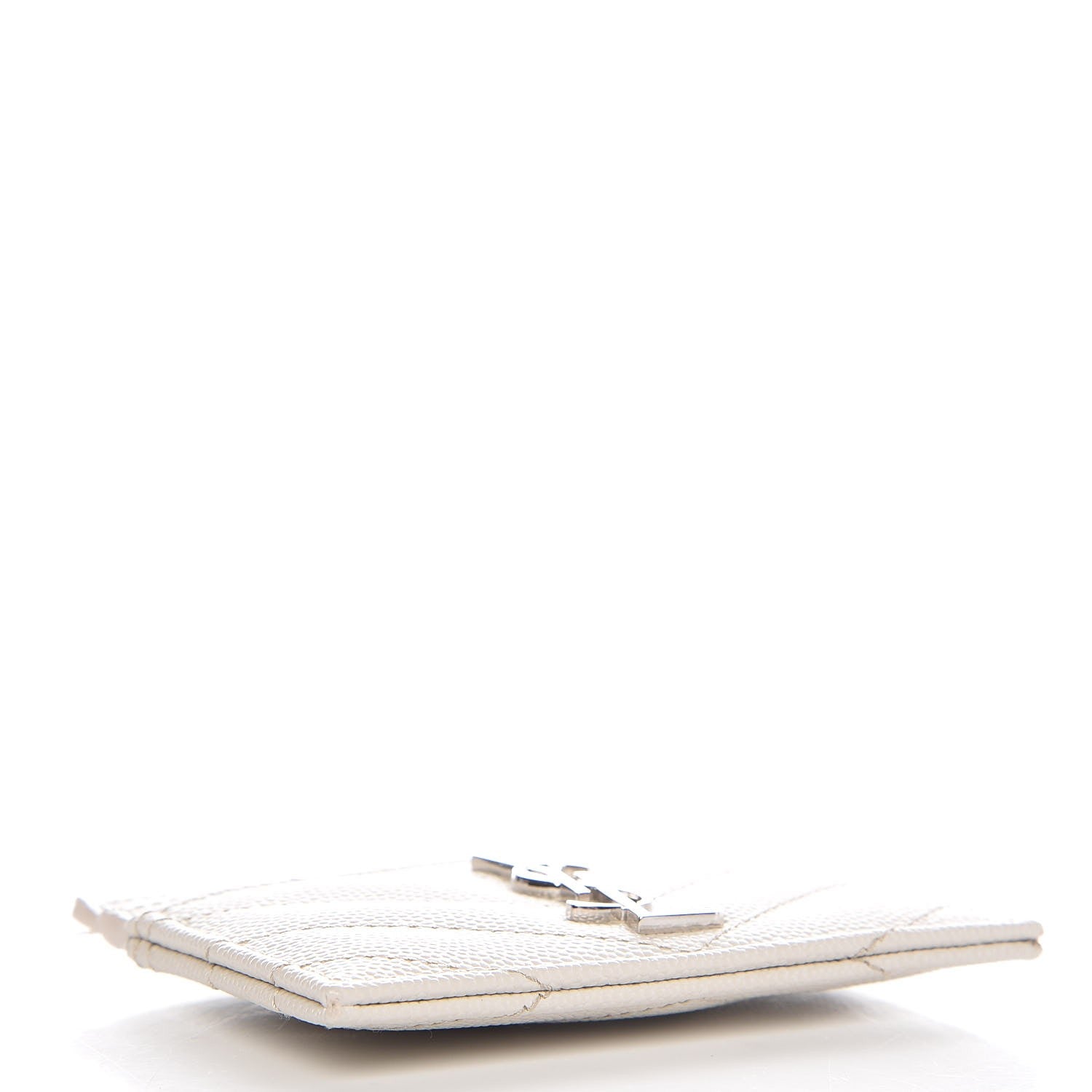 Saint Laurent Grain De Poudre Matelasse Chevron Card Case Icy White 4 of 8