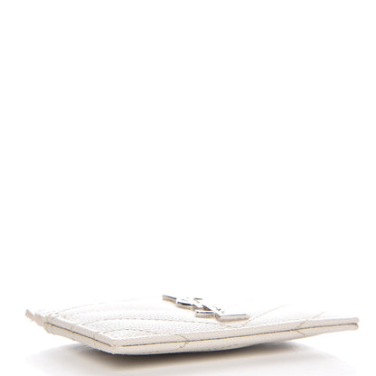 Saint Laurent Grain De Poudre Matelasse Chevron Card Case Icy White 4 of 8