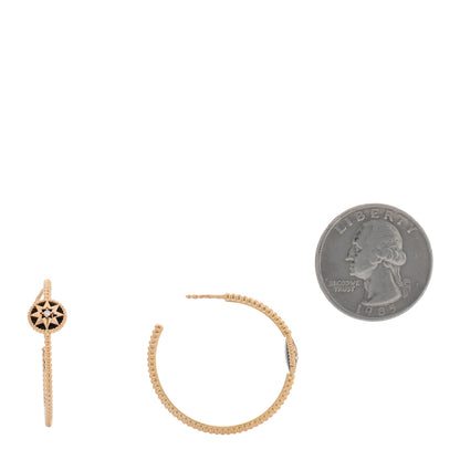 Christian Dior 18K Rose Gold Diamond Black Onyx Rose Des Vents Hoop Earrings 2 of 4