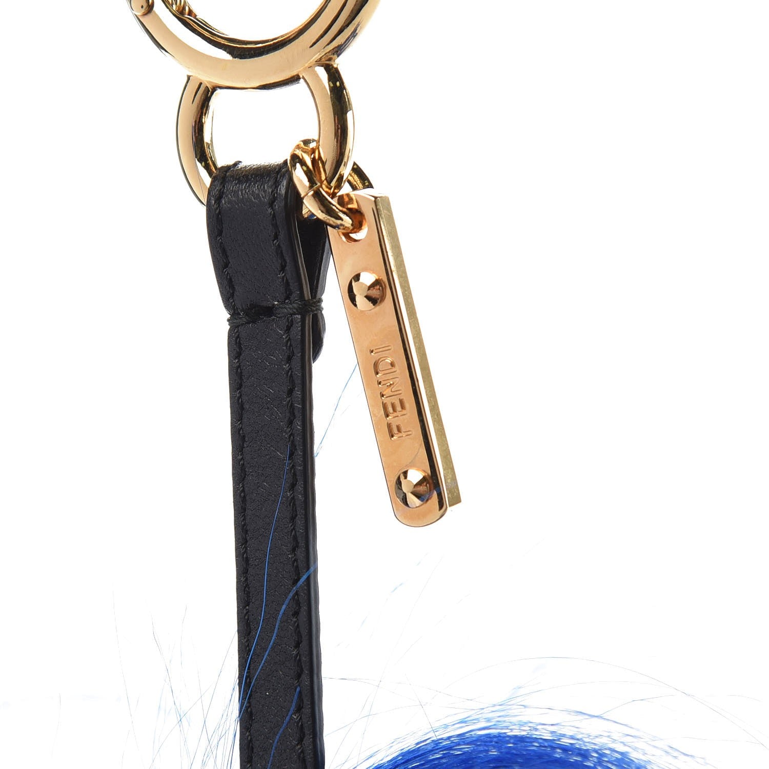 Fendi Lambskin Goat Fur Studded Punkarlito Bag Charm Blue 3 of 5